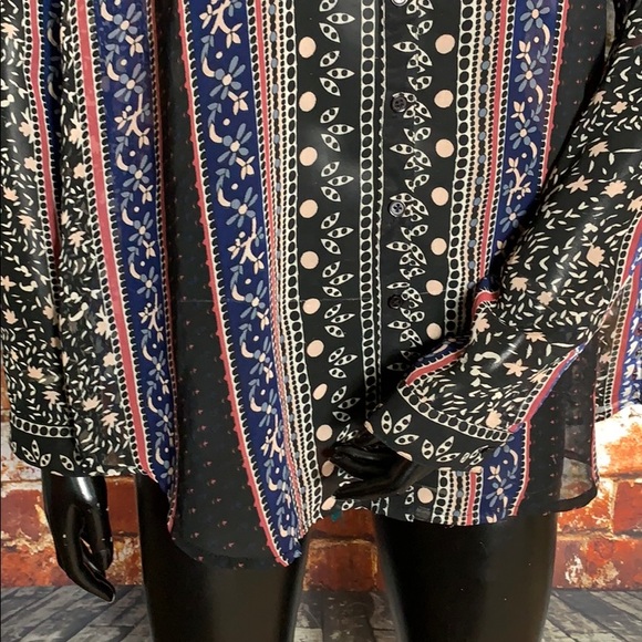 Free People Floral Print Sheer Button Down Blouse - Picture 3 of 8